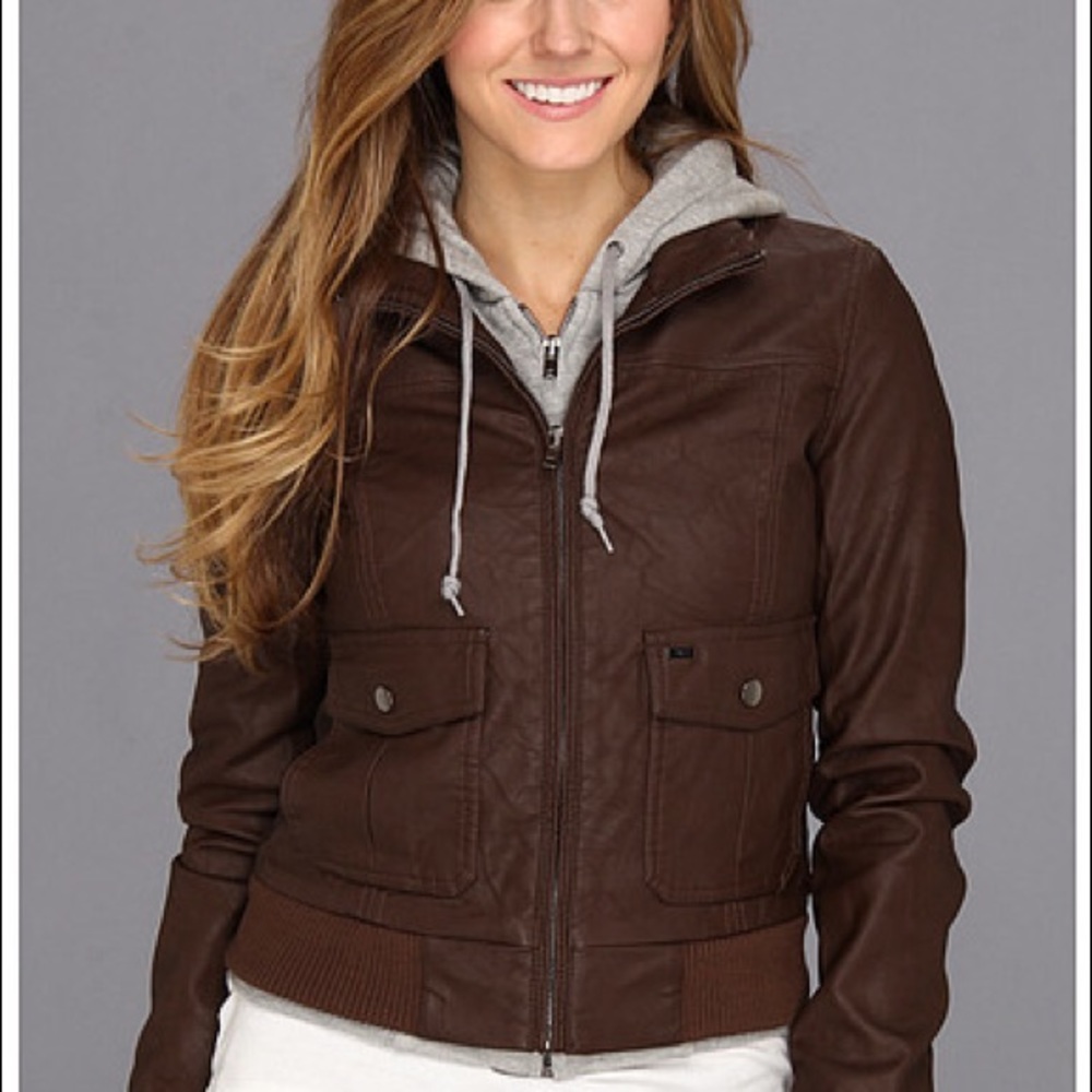 🚫Sold🚫 OBEY LEATHER JACKET WITH HOOD!
